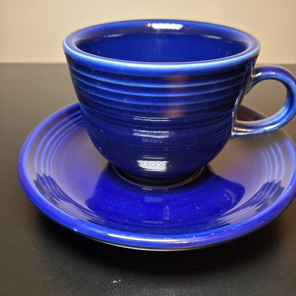 Fiesta Ware Cobalt Blue Cup and Saucer Homer Laughlin USA